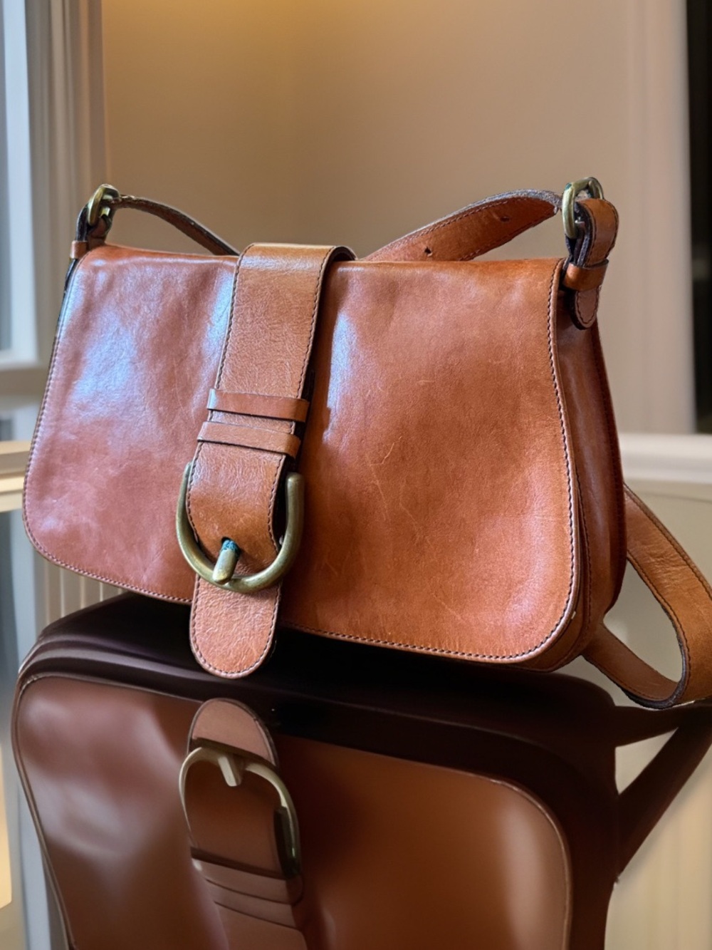 Vintage Neiman Marcus Cognac Leather Bag 🐎